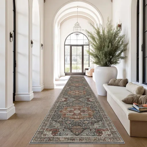 Miniatura 58 de Roxstand Alfombras de 2,44 x 3,05 m para sala de estar, alfombra vintage lavable con respaldo antideslizante, alfombra grande resistente a manchas
