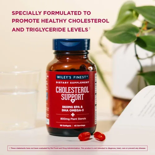 Miniatura 3 de Wiley's Finest Wild Alaskan Fish Oil Colesterol Support - Suplemento de salud cardíaca para hombres y mujeres - 560 mg de omega-3 - 90 cápsulas