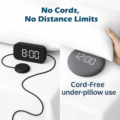 Miniatura 3 de REACHER Reloj despertador súper fuerte para personas de sueño pesado, adultos y adolescentes, reloj despertador vibratorio con vibrador de cama bajo