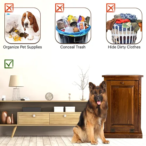 Miniatura 5 de Armario de basura inclinable de madera de Peaceful Classics - Gabinete extraíble de madera, papelera decorativa para cocina, dormitorio y patio