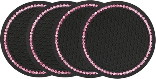 Miniatura 14 de yousheng 2 posavasos brillantes para automóvil, inserto universal para vehículo, inserto de silicona antideslizante de diamantes de imitación
