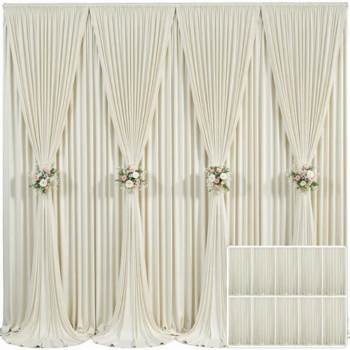 Miniatura 36 de Cortina de fondo beige de 10x10 para bodas y fiestas, cortina de fondo beige sin arrugas para fotos, cortinas de fondo para decoración de baby Gris
