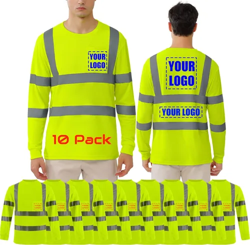 BeautyWill Camisa de seguridad con logotipo personalizado Hi Vis Class2 Camisa reflectante de alta visibilidad con bolsillo Camisa de trabajo