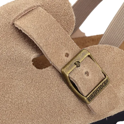 Miniatura 9 de Zuecos de gamuza para niños pequeños, zapatos de cuero para niños y niñas, sandalias lindas clásicas de corcho con hebilla ajustable