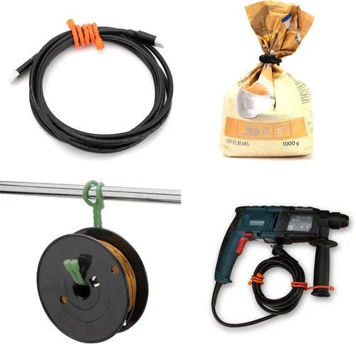Miniatura 4 de 6 bridas de silicona de 24 pulgadas de diámetro reutilizables con núcleo de acero de 0.196 pulgadas de diámetro, lazos de torsión de goma flexibles