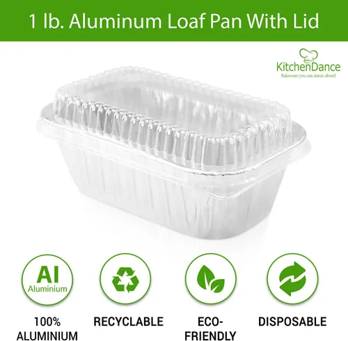 Miniatura 4 de Aluminio desechables 1 Lb. Mini molde con tapa transparente- paquete de 20 moldes y 20 tapas.
