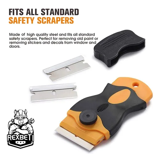 Miniatura 6 de REXBETI 600 cuchillas de afeitar de un solo filo, industrial, cuchillas de repuesto para cortador de caja, cuchillas raspadoras de vidrio