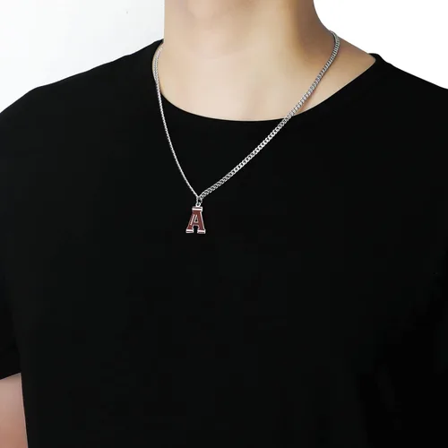 Miniatura 4 de AIAINAGI Collar con letra inicial de fútbol A-Z para niños, dije de fútbol americano, cadena de plata de acero inoxidable, regalo de fútbol