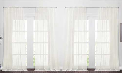Miniatura 17 de NICETOWN Cortinas traslúcidas de gasa para ventana de dormitorio, bolsillo para barra, elegantes cortinas traslúcidas ligeras que llegan al suelo