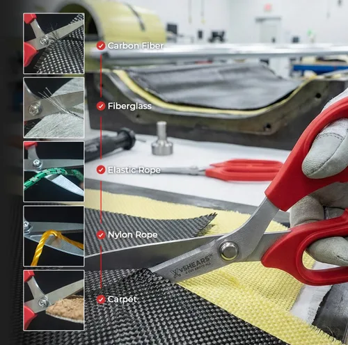 Miniatura 4 de VAMPLIERS Tijeras de Kevlar de fibra óptica de 8 pulgadas, tijeras de acero al carbono de grado industrial - Cortes Kevlar, Dyneema, Spectra