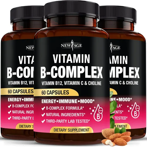 Miniatura 9 de Complejo de vitamina B para hombres y mujeres - Hecho en Estados Unidos - Complejo B: B1, B2, B3, B5, B6, B7, B8, B9, B12 con vitamina C, colina
