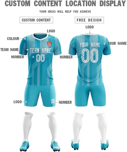 Miniatura 4 de Uniforme de camiseta de fútbol personalizado para hombres, mujeres, niños, camisa y pantalones cortos personalizados con número de nombre