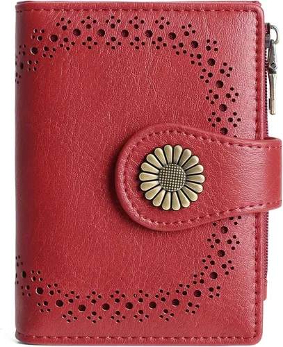 Miniatura 7 de SENDEFN - Carteras pequeñas para mujer, cartera compacta con bloqueo RFID, de cuero, plegable, con bolsillo para monedas y cierre, A-baby Azul