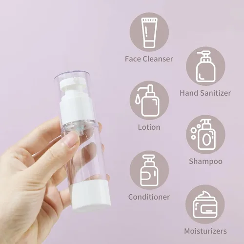 Miniatura 3 de LONGWAY Botella de bomba de crema cosmética transparente sin aire de 1 oz, dispensador de tamaño de viaje, recipientes recargables/fundación botella