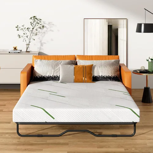 Miniatura 9 de Colchón para sofá cama de 4 pulgadas, repuesto de espuma viscoelástica de gel con funda de patrón geométrico transpirable lavable, soporte