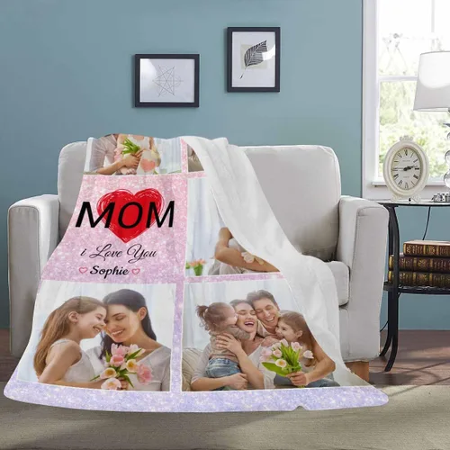 Miniatura 3 de Artsadd Manta personalizada con texto fotográfico, manta de Navidad personalizada para adultos, regalos conmemorativos, aniversario de cumpleaños