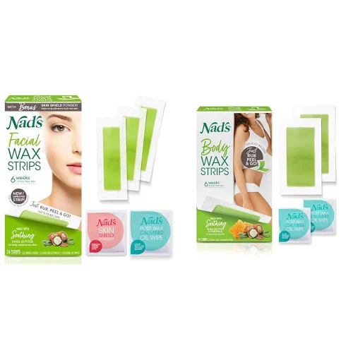 Miniatura 9 de Nad's Tiras de cera facial, depilación facial para mujeres, kit de depilación con 48 tiras de cera facial + 8 toallitas de aceite calmante + polvo