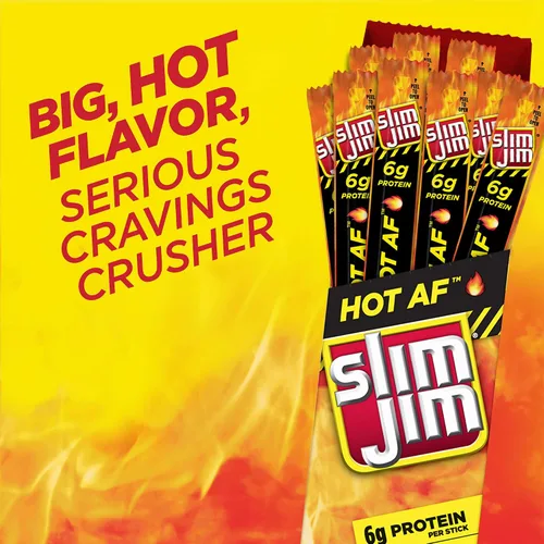 Miniatura 4 de Slim Jim - Palito de carne ahumada gigante, sabor Hot AF, apto para Keto, 0.97 oz 24 palitos