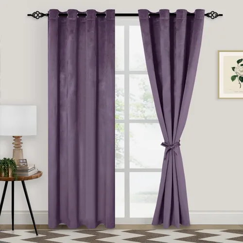 Miniatura 66 de XWZO Cortinas de terciopelo azul de 63 pulgadas de largo, elegantes cortinas de lujo suaves para sala de estar, aislamiento térmico, oscurecimiento