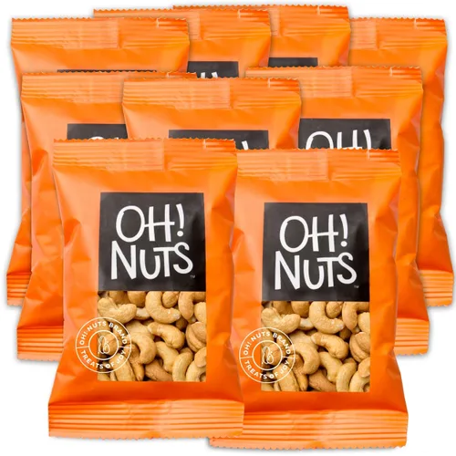 Oh! Nuts Paquetes de bocadillos de anacardos asados sin sal - Snack Grab N Go para oficina, viajes, escuela, senderismo - Caja de 12 bolsas