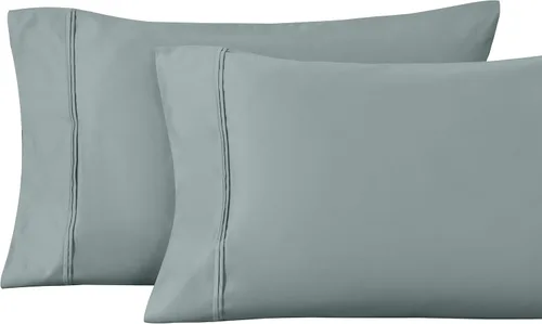 Superior Juego de fundas de almohada estándar de 1200 hilos, 100% algodón egipcio, suave y transpirable, 2 piezas, color verde azulado