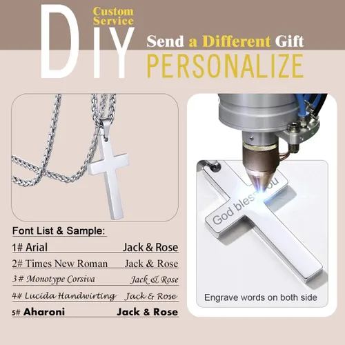 Miniatura 3 de GOLDCHIC JEWELRY Colgante personalizado de cruz INRI, Crucifijo milagrosoVirgen María con cadena, joyería de Cristaio para mujeres y hombres