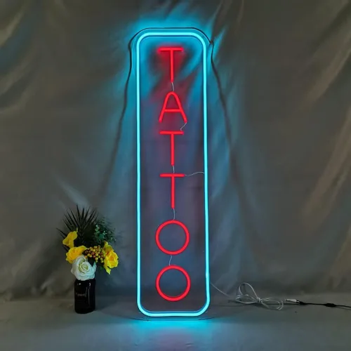 Miniatura 3 de El tatuaje llevó la muestra de neón de la tienda, muestra del estudio del tatuaje, signo del salón de belleza, muestra de neón del logotipo