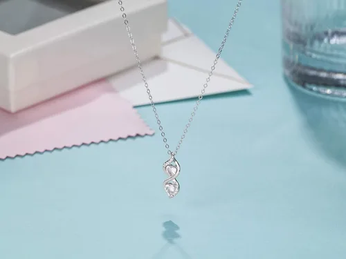 Miniatura 4 de Regalos para hermanas de hermana, collar de plata de ley con dos infinitos entrelazados con doble corazón, joyería de cumpleaños, collares de regalo