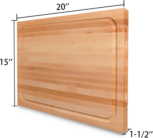 Miniatura 3 de CONSDAN Tabla de cortar de madera para cocina, madera dura cultivada en Estados Unidos, 20 x 15, arce duro con mango interior invisible, preacabada