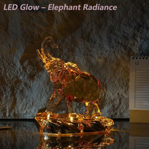 Miniatura 3 de Figuras acrílicas transparentes de elefante con acabado de cristal, estatuas africanas de alta gama para decoración del hogar, elefante con tronco