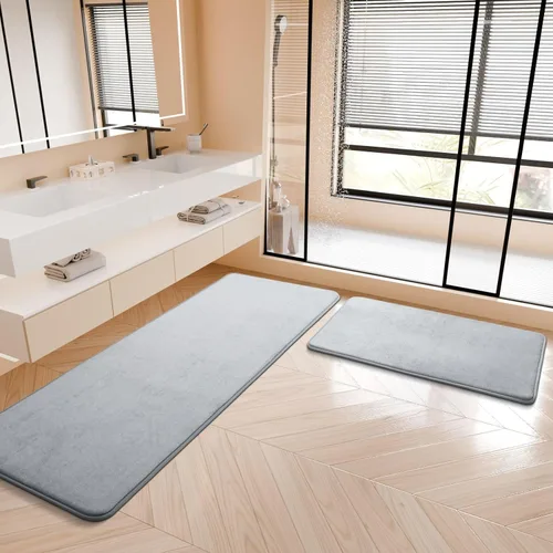 Miniatura 5 de Juego de alfombras de baño de 3 piezas y tapete de baño, extra suave, absorbente, de secado rápido, antideslizante, lavable a máquina, tapete