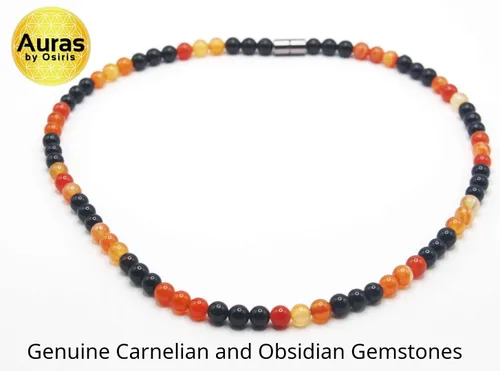 Miniatura 29 de Collar de cristal de obsidiana negra hecho a mano, collar de cuentas de piedras preciosas naturales auténticas, curación, protección, talismán mala