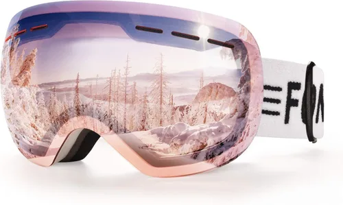 FONHCOO Gafas de esquí para hombres y mujeres, antivaho OTG gafas de snowboard con lente desmontable para esquí, patinaje, protección UV Rosa Vlt