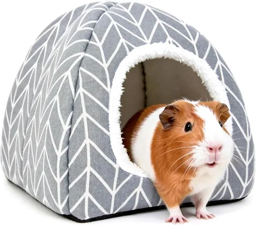 Miniatura 10 de Cama de conejillo de indias, casa de conejo enano, accesorios para cueva, acogedor escondite para conejito, erizo, hurón, chinchilla y otros Rosa
