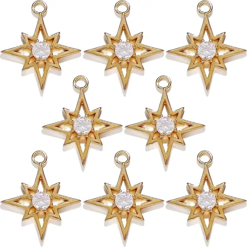Miniatura 10 de Dijes de latón chapados en oro de circonita de cristal para hacer joyas, pulseras, collares, aretes, colgantes, suministros de manualidades