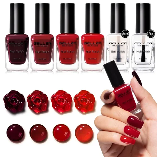 Miniatura 22 de GELLEN Juego de Esmalte de Uñas en 4 Colores Negro, Blanco, Gris & Base y Capa Superior, Esmalte de Uñas de Tendencia Otoño/Invierno Negro, Blanco