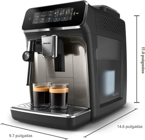 Miniatura 10 de Philips Máquina de café expreso totalmente automática serie 3300 con espumador de leche integrado y molinillo, 5 preajustes de café caliente y Negro