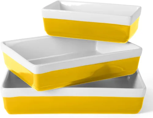Miniatura 9 de Martha Stewart Juego de 3 piezas de cerámica para horno y mesa – Juego de cacerola y fuente para hornear – Gris – Cerámica resistente apta