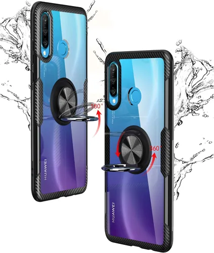 Miniatura 9 de SORAKA Funda transparente para Huawei P30 Lite con soporte de anillo, funda delgada transparente de policarbonato duro para Huawei P30 Lite