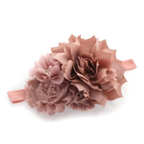 Miniatura 2 de My Lello Diadema de tela desgastada para bebé, bebé, bebé, niña, elástica, rosa polvorienta
