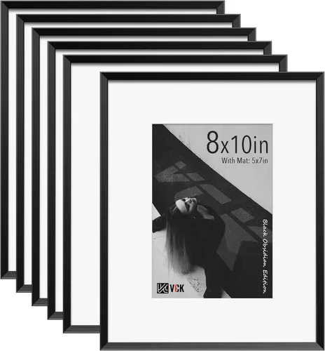 Miniatura 83 de VCK Marco de Fotos de 5 x 7 Pulgadas Negro, Marco de Poster de Aluminio de Alta Calidad con Vidrio Templado, Para Mostrar Fotos de 4 x 6
