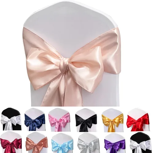 Miniatura 11 de Bandas de satén para silla, lazos para silla, 12 lazos para silla, bandas traseras para bodas, fiestas, eventos, banquetes, decoración de fundas