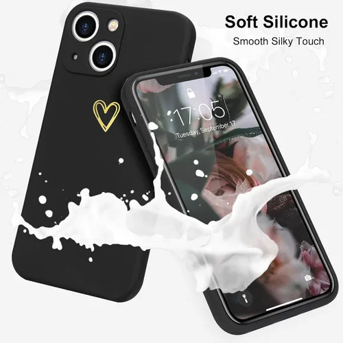 Miniatura 2 de Wirvyuer Funda para iPhone 13, bonita funda delgada a prueba de golpes con soporte de carga inalámbrica y protección, color negro