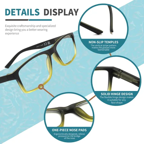 Miniatura 4 de Gafas de Lectura con Bloqueo de Luz Azul Paquete de 4 Lectores de Computadora para Mujeres y Hombres, Anteojos con Filtro de Rayos UV Antirreflejos