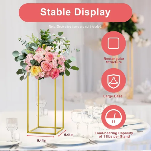Miniatura 5 de LOYALHEARTDY 2 piezas de 31.5/39.4 pulgadas de alto para flores de boda, soporte de metal para florero de piso, columna de metal, soportes de flores