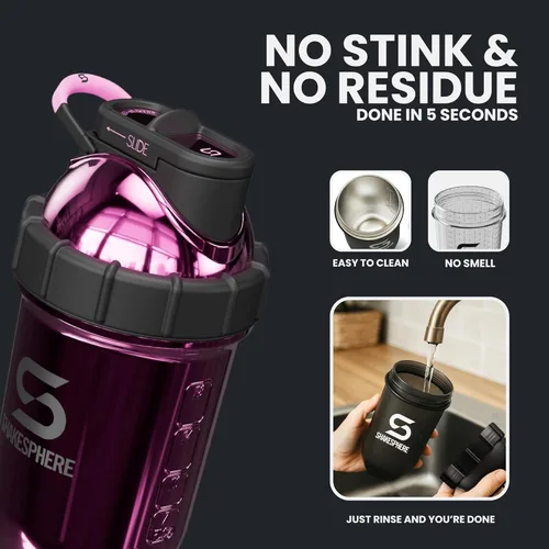 Miniatura 8 de SHAKESPHERE Botella agitadora de acero inoxidable - Botella agitadora de proteína aislada de 24 onzas para bebidas calientes y frías - Ideal