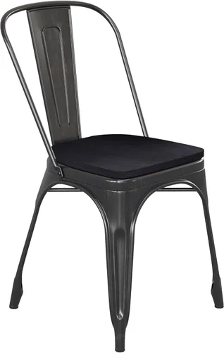 Miniatura 3 de BizChair Silla apilable comercial para interiores y exteriores con asiento de poliestireno, marco de metal dorado envejecido, asiento de poliresina