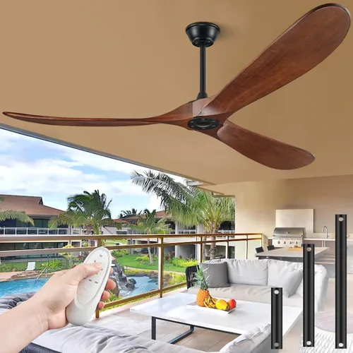 Miniatura 19 de Ventilador de techo de 60 pulgadas sin luz, ventilador de techo sin luz con control remoto y motor de CC silencioso, ventiladores de exterior