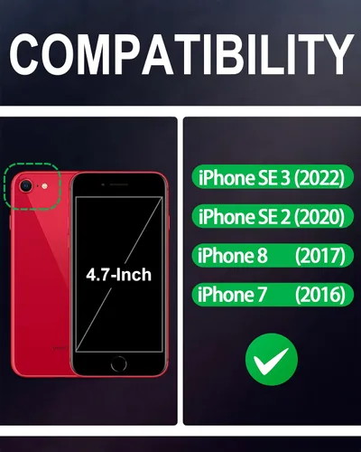 Miniatura 2 de SHIELDON Funda para iPhone SE 2022/SE 2020, tarjetero de piel auténtica, soporte magnético, funda de protección a prueba de golpes, compatible