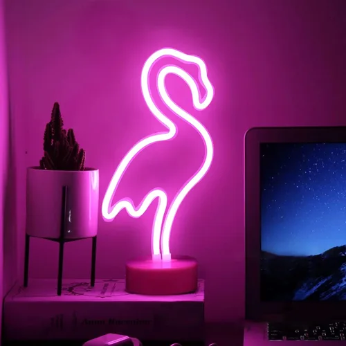 Miniatura 3 de Luz de neón con base de neón, luces de noche, decoración de pared, decoración del hogar, luz led Flamingo 2